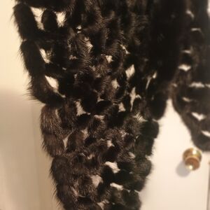 Luxurious Black Mink Fur Shawl